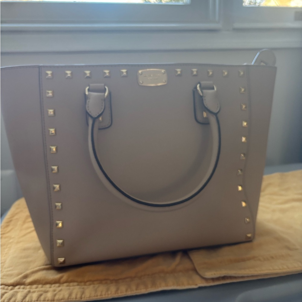 Michael Kors Taupe Tote with Gold Studs